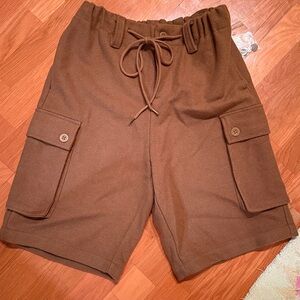 Free People Charli Wool Longline Cargo Shorts Tan Size Small. Beautiful quality.